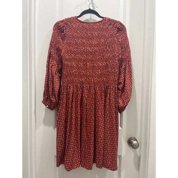 Madewell Challis Red Button-Front Mini Dress in Tiny Daisy Sz XS - Picture 10 of 11